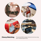 Purse Hook Hanger for Table (Modern) - Premium Bag Holder w/Ergonomic Bracelet Oval Design (Gold) - Image 4