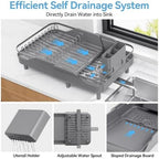 Urackify Expandable Dish Drying Rack for Small Kitchen Counter, Matte Grey - Image 3