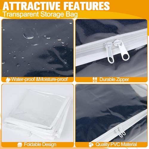 Plastic Storage Bags with Easy-Glide Zipper, Pack of 6, Durable Clear Vinyl Zippered Storage Bags for Clothes Sweaters Comforters Blankets Sheets Bedding (25 x 21 x 11 Inch, Transparent White) - Image 5