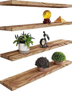 YYWUOJJ Wood Floating Shelves for Wall, Rustic Wall Shelves for Bedroom, Wall Mounted Floating Shelf, Set of 4 Light Walnut 36 Inch by YYWUOJJ