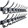Dseap Coat Rack Wall Mount 37”, Heavy Duty 12-Gauge Base vs Flimsy 1mm, Double-Thick Anti-Snap Hooks, 16” Stud-Mount, Stainless Steel 10-Hook Hanger for Closet Entryway, Black, Pack of 2 by Dseap