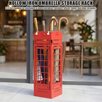 Square Metal Umbrella Holder, Square Free Standing Umbrella Rack Decorative Umbrella Holder Hollow Cutout Pattern Design for Umbrella Cane Entryway Home Office 19.49" X 6.1" X 6.1"(Red hollowed out) - Image 7