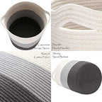 Sea Team Large Woven Cotton Rope Laundry Basket with Handles, 20 x 14 in - Image 5