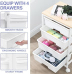 SYKIARIOL Rolling Cart with Drawers, 4-Drawer Utility Cart, Bright White - Image 4