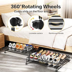 Under Bed Shoe Storage Organizer, 2 Pack Under Bed Storage Containers with Wheels for Under Bed Shoe Organizer Drawer Space Saving for bedroom - Image 2