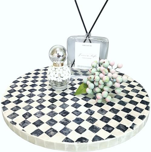 12-Inch Mother of Pearl Lazy Susan for Table Top, Black & White by chicapica