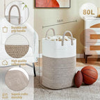 Artfeel Laundry Basket,Woven Cotton Rope Laundry Hamper,60L Versatile Storage for Dirty Clothes,Baby Toys,and Blankets in Bathroom, Nursery,and Living Room - Image 2
