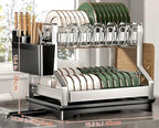 2 Tier Dish Drying Racks Oversink Stainless Steel Dish Drying Rack - Image 3