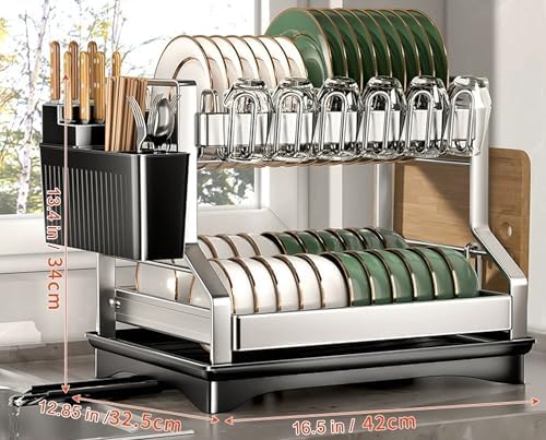 2 Tier Dish Drying Racks Oversink Stainless Steel Dish Drying Rack - Image 3