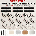 Garage Tool Organizer Wall Mount 99 inches with 18 Adjustable Heavy-Duty Hooks, Garage Organization, Garden Tool Storage Rack, Yard, and Shed, Holds Up to 750 lbs - Image 2