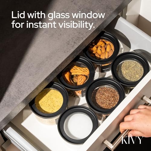 KIVY Airtight Glass Jars with transparent Lids & Labels 3x 40oz - Stackable - Image 4