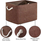 TheWarmHome Organization and Storage Basket for Shelves - 3 Pack 16x12x12 inch Fabric Storage Cubes, Cube Storage Bin for Organizing Closet Cloth Organizer Gift Toy (White & Brown) - Image 6
