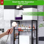 Over-The-Toilet Storage Rack, 4-Tier Bathroom Organizer Shelf Over Toilet with Barn Doors Cabinet and Basket, Freestanding Space Saver Bathroom Shelves with Paper Holder Above Toilet (Black & White) - Image 3