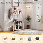 HavenlyYouth Purse Storage Organizer for Closet, 4-Tier Iron Wood Purse Rack, 8 Purse Hooks & 2 Side Hooks for Bag Organizer, Large Capacity Handbag Storage Rack for Home, Living Room, White - Image 4