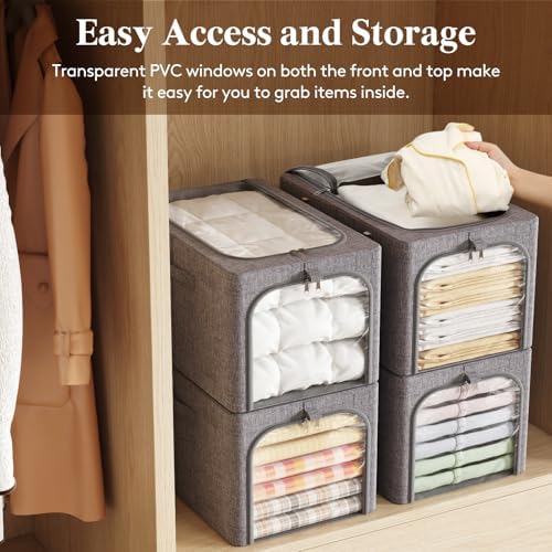 Lifewit 40L Clothes Storage Bins with Metal Frame for Closet, 4 Pack - Image 6