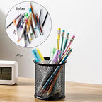 Idika Metal Mesh Pencil Holder Round Pen Cups for Desk Organizer, Classroom & Office Supplies, Makeup Brush Holder - Image 5