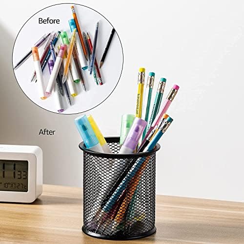 Idika Metal Mesh Pencil Holder Round Pen Cups for Desk Organizer, Classroom & Office Supplies, Makeup Brush Holder - Image 5
