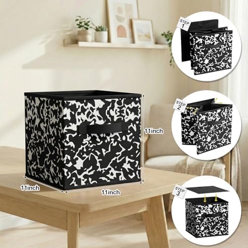 LemonRoad 6 Fabric Cube Storage Bin 11'' Classroom Bin, Black, Classic - Image 2