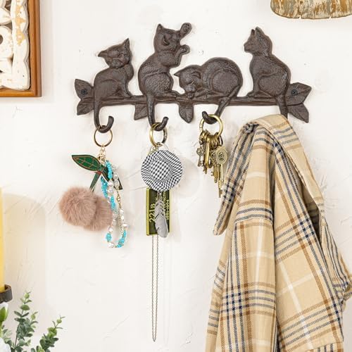 Sungmor Vintage Cast Iron Cats Coat Hook with 4 Hooks - Image 2