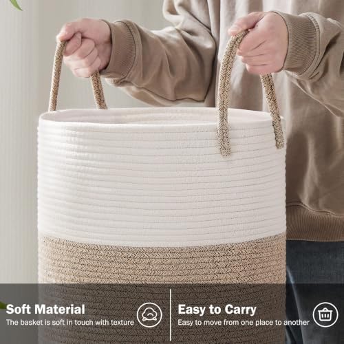 YOUDENOVA Woven Rope Laundry Hamper Basket, 58L Tall Laundry Basket - Image 3