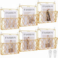 6 Pack Hanging Wall File Organizer, Wall Mount Magazine Rack Metal, Gold by Unknown