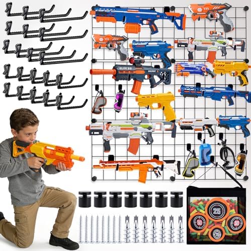 Wall Mount Toy Gun Storage Organizer,Organizer for Toy Gun with Bag by FOGWOWO