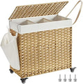 SONGMICS Rolling Laundry Hamper with Lid, 140 L Synthetic Rattan by SONGMICSbySONGMICSHOME
