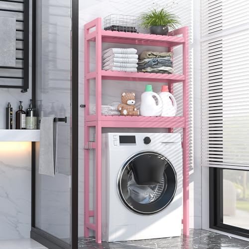 Homykic Over The Toilet Storage, 3-Tier Bamboo Bathroom Shelf, Pink - Image 4