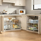 EZKAZA Pull Out Cabinet Organizer for Kitchen Utensil 11.5" W x 21" D, 2-Tier Cabinet Pullout Shelves and Drawer Organizer Slide Out Pantry Storage Basket, Bottom Basket 10.2" W x 20.4" D x 4.7" H - Image 2