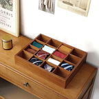 Wesiti Tie Box Organizer Wall Mounted Tie Rack with 16 Compartments Bamboo Belt Holder for Men Scarf Necktie Home Wall Closet (Dark Brown Color,1 Piece) - Image 5