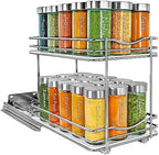 LYNK PROFESSIONAL® Pull Out Spice Organization for Cabinets - 6-3/8 inch Wide – Spice Rack for Inside Cabinets, Slide Out Spice Rack Organizer for cabinet – Pull Out Spice Rack, Sliding 2 Tier Chrome by LYNKPROFESSIONAL