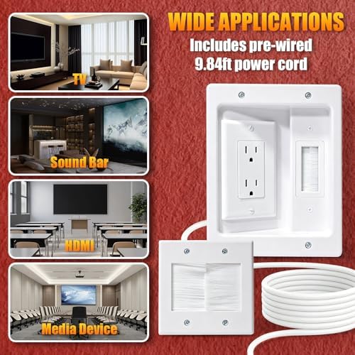 in-Wall Cable Management Kit with Recessed Tv Outlet Box - Image 6