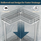 Consumest Corner Shower Caddy Standing - 3-Tier Stainless Steel Shower Organizer with Soap Holder and 4 Hooks, Large Capacity Corner Shelf Stand for Bathroom, Rest Room, Silver - Image 4