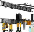 Garage Tool Organizer Wall Mount, 48 Inch Heavy Duty Garden Tool Organizer Storage System, Easy Install with 6 Adjustable Hooks, for Garage, Basement, Shed, Workshop, Black, Steel by CRXCRC