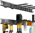 Garage Tool Organizer Wall Mount, 48 Inch Heavy Duty Garden Tool Organizer Storage System, Easy Install with 6 Adjustable Hooks, for Garage, Basement, Shed, Workshop, Black, Steel by CRXCRC