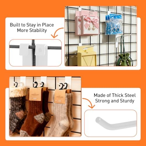 60 Pack Grid Wall Display Hooks, Metal Gridwall Accessories for Retail Stores, Trade Shows, Art and Craft Displays (White, 10 Inch) - Image 4