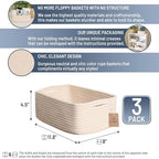 NaturalCozy 11.8"x8"x4.5” Storage Baskets for Shelves 3 Pack | Cotton Rope Woven Small Baskets for Organizing | Small Storage Bins for Nursery, Bathroom, Closet, Cube Shelf, Decorative, Gift Basket - Image 2