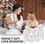 White Decorative Bookends, Girl Thinker Design, Modern Resin Book Stoppers, Non-Skid Heavy Duty, 1Pair/2Piece - Image 7