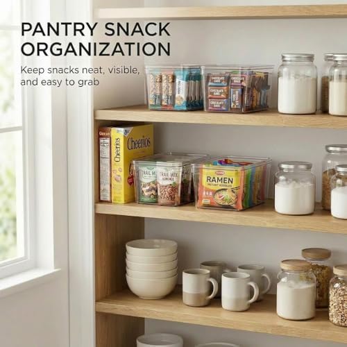 MOONEDGE 6-Pack 10x6x5 Stackable Small Clear Storage Bins with Lids - Image 5
