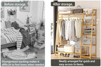 Baveke Standing Clothes Rack with Shelves, Free Standing Closet Garment Racks for Hanging Clothes, 7 Shelf Bamboo Closet Organizer System, Heavy Duty Clothes Hanging Rack for Bedroom, Natural Wood - Image 4