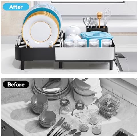 Urackify Stainless Steel Dish Drying Rack for Kitchen Counter,Black - Image 7