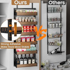 POKIPO 6 Tier Over The Door Pantry Organizer, 2-in-1 Door Hanging or Wall Mounted Spice Rack, Large Heavy Duty Pantry Door Storage Seasoning Shelves with Adjustable Basket for Kitchen Bathroom Closet - Image 5