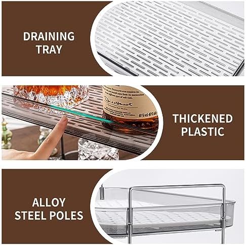 Coffee Bar Accessories, Station Organizers,Large Capacity Storage with Drain Board,Whisky Tray,Mug Tea Cup Holder Coffee Bar Organizer, Smoky Gray - Image 4