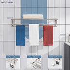 KOKOSIRI Towel Shelf with Double Towel Bars 32 Inches Bathroom Towel Rack Bath Towel Holder Wall Mounted Stainless Steel, Brushed Nickel, B6005BR-L32 - Image 3