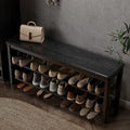 AQIMUELE Wood Shoe Rack Bench, 2 Tier Shoe Rack for Front Door Entrance by AQIMUELE