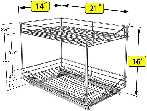 LYNK PROFESSIONAL® Pull Out Cabinet Organizer, 2-Tier Slide Out Drawer - Image 5