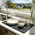Stone Dish Drying Mat for Kitchen - Upgrade Counter Mats Quick Dry by RomDeco