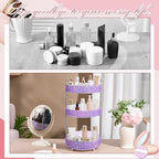 Honeydak Rotating Perfume Organizer Tray, 3 Tiers, Resin Diamond, Purple - Image 5