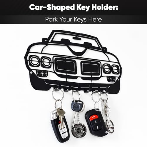 MOOH Metal Car Key Holder with 6 Hooks - Unique Wall Mounted Car Lovers Gifts for Men & Women - Cool Man Cave Decor - Image 2