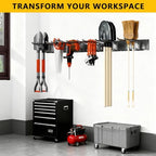 Garage Tool Organizer Wall Mount, 48inch Heavy-Duty Garage Storage System and Garden Tool Organizer with 6 Adjustable Double Hooks for Shovel, Snowboard, Yard Tools and Shed - Image 7